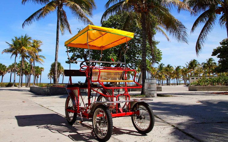 Red bike at Crandon Park Beach Crandon Bike