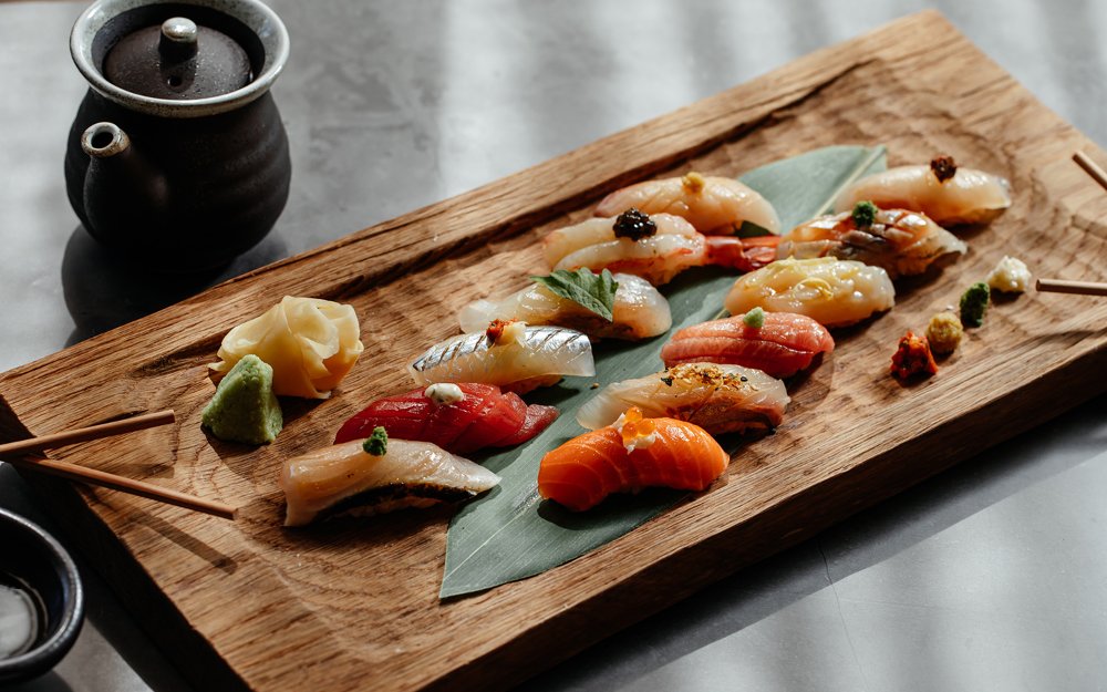 Assorted nigiri sushi selection served at MILA Assorted nigiri sushi selection served at MILA