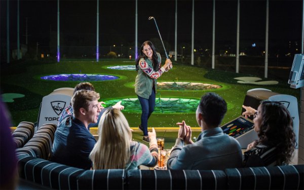 Group playing at Topgolf