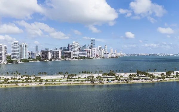 Aerial view of  the causeway over water 