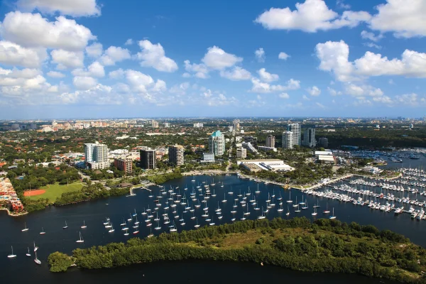 Aerial view of Coconut Grove & Marina