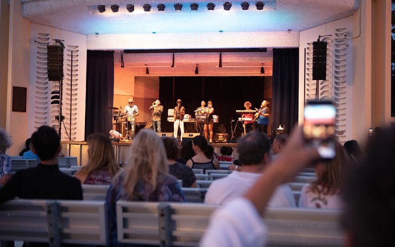 Miami Beach Bandshell's stage performers and audience Miami Beach Bandshell's stage performers and audience