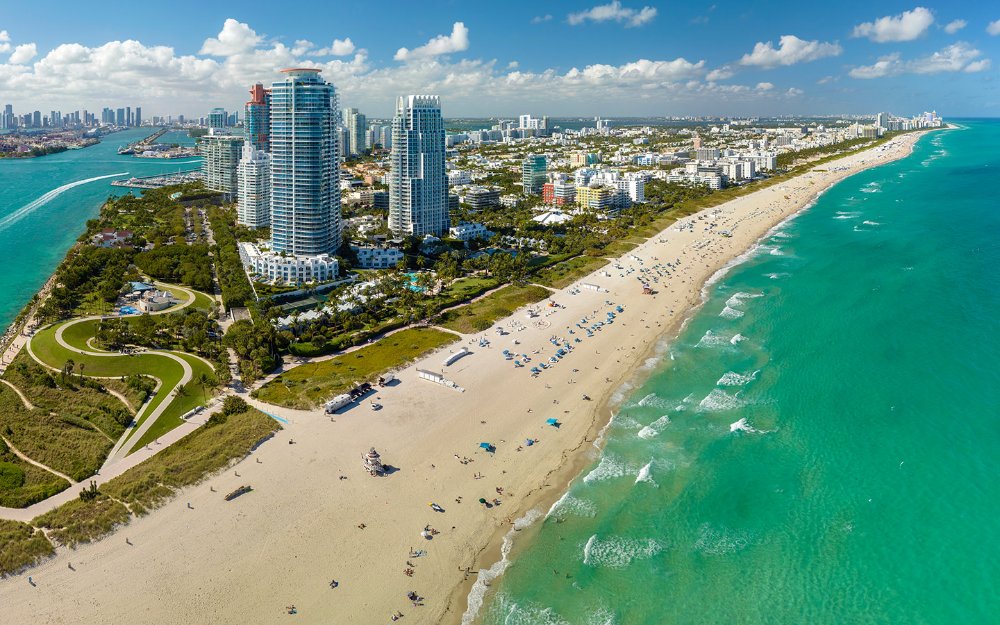 Aerial view of South Pointe Park and South Beach