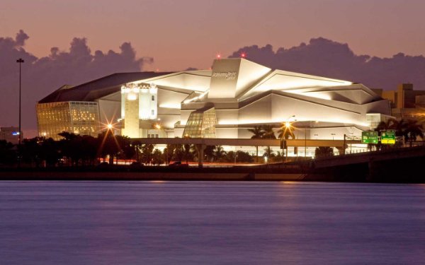 View of the Adrienne Arsht Center from across the bay