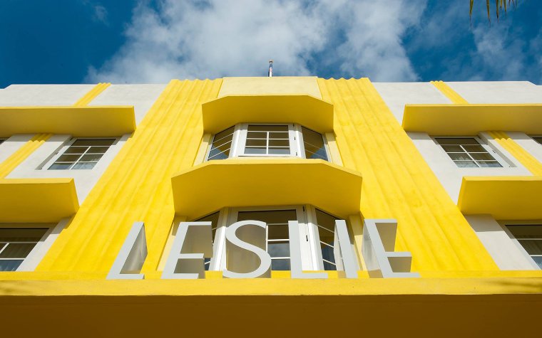 Front view of the Leslie Hotel Front view of the Leslie Hotel