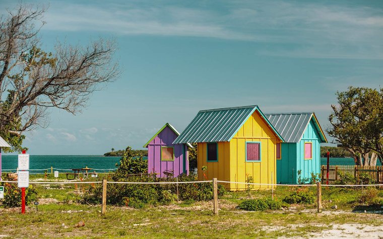 Pastel houses at Historic Virginia Key Beach Park Pastel houses at Historic Virginia Key Beach Park