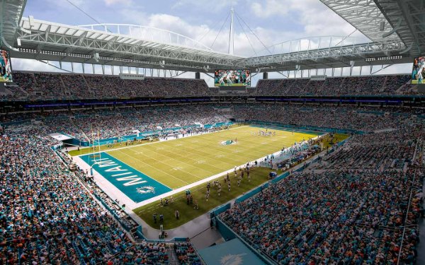 View of Hard Rock Stadium field and fans